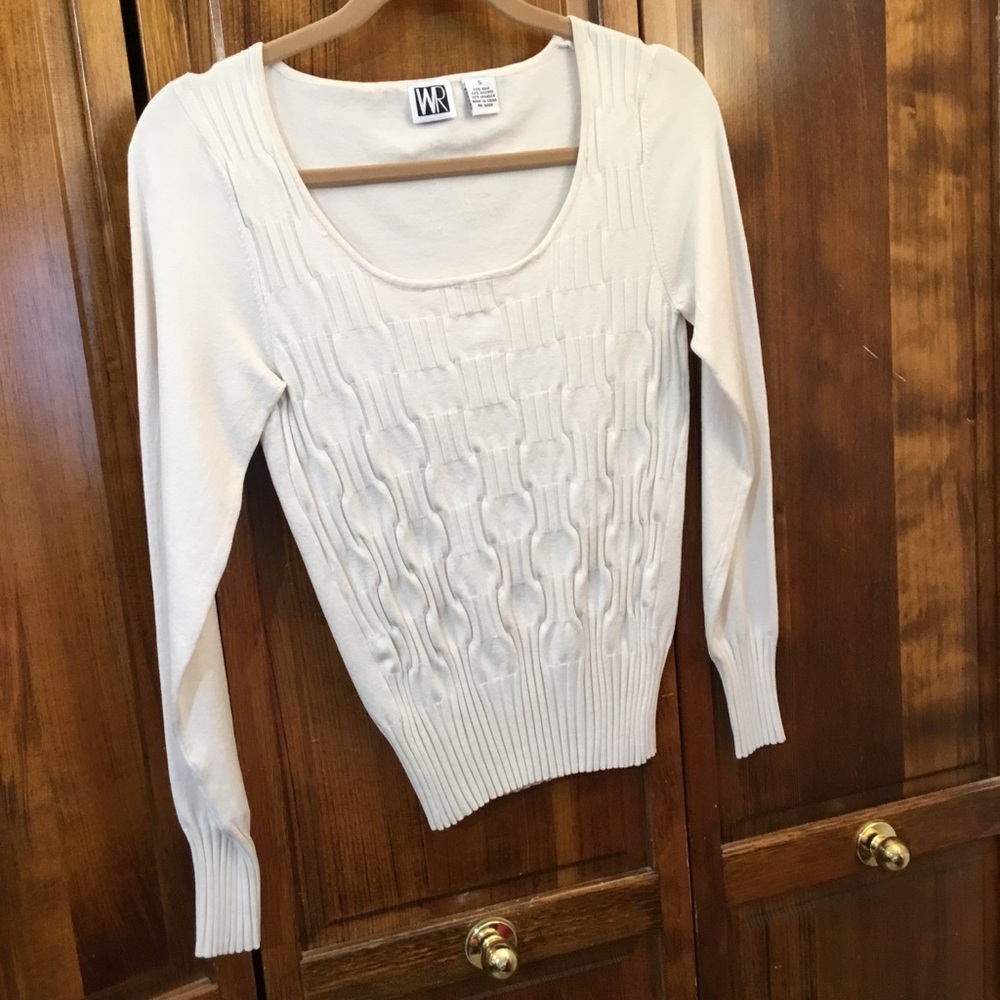 WR silk blend blouse , size S, raised knit, stretch,